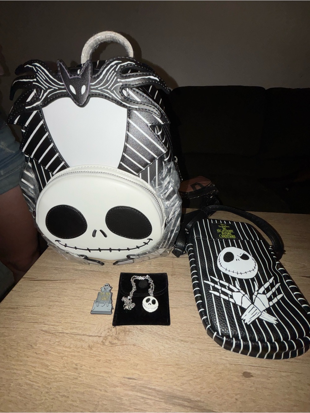 Loungefly Jack Skellington Black & White Mini Backpack with Matching Accessories